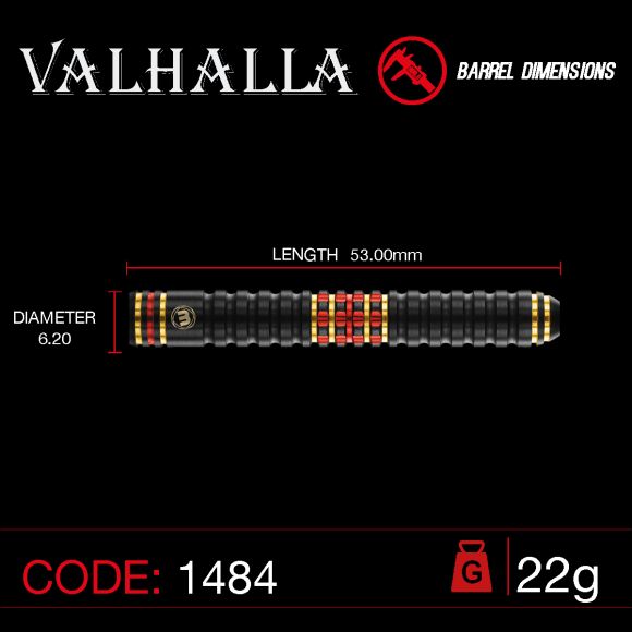 WINMAU - Valhalla - 85% and 95% Dual Core Tungsten Darts - 22g