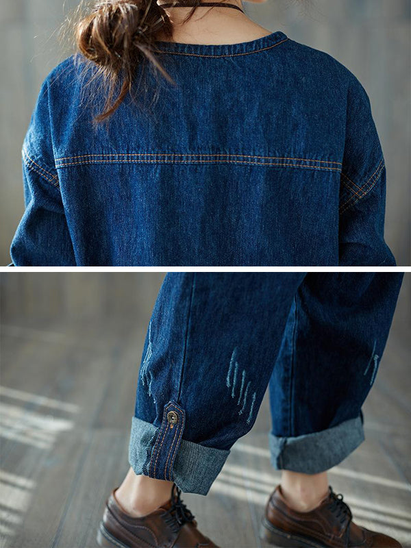 Stylish Retro Women's Denim Dungarees | Eva Trends
