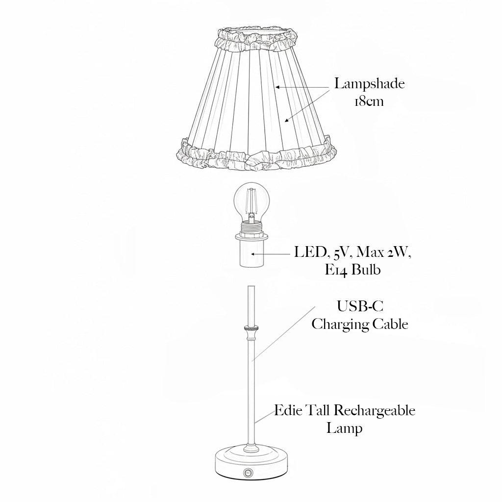 Edie Rechargeable Lamp with Olive Green Ikat Shade (18cm)