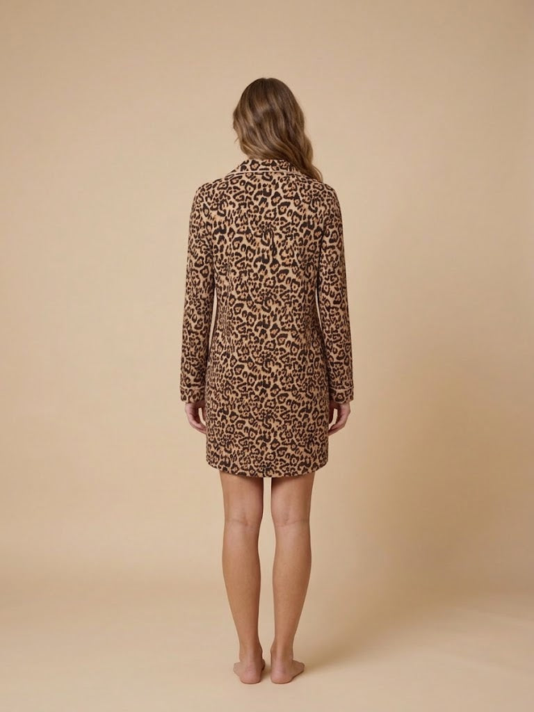 Johnny Was Leopard The Neena Long Sleeve Sleep Shirt MS8325