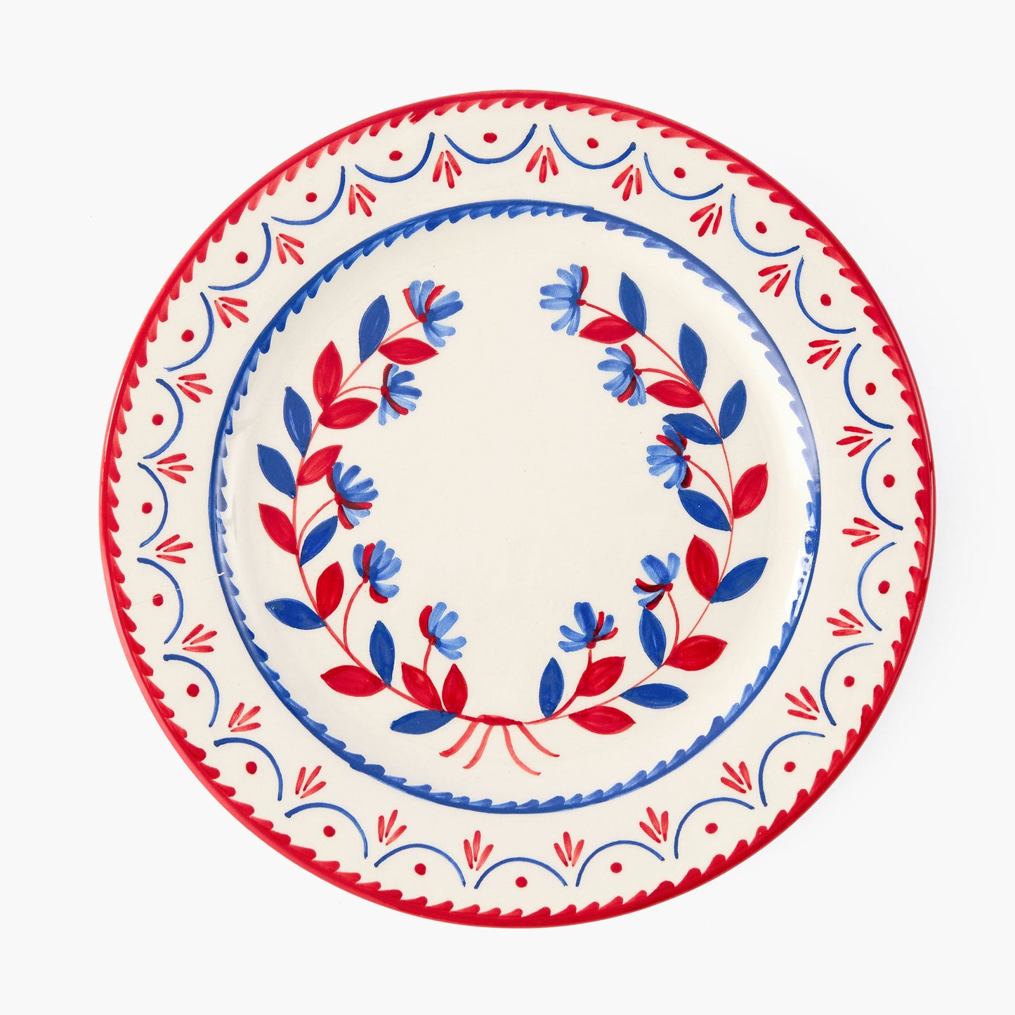 Blue & Red Josephine Dinner & Starter Plates (Set of 8)