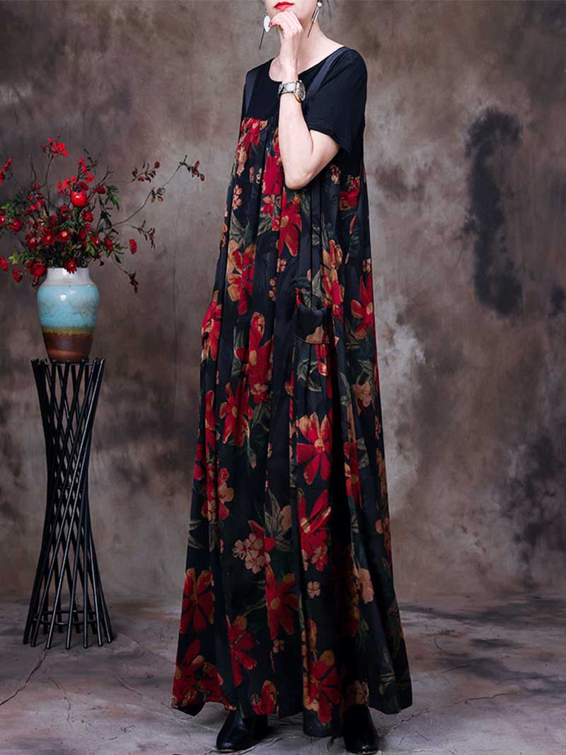 Folaral Pleated Pocket Maxi Salopette Dress | Eva Trends