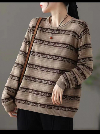 Women's Stripe Loose Sweater - Chic & Cozy | Eva Trends