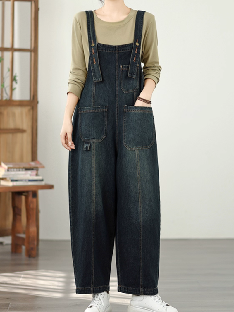 Chic and Relaxed Women's Wide-Leg Denim Overalls | Eva Trends