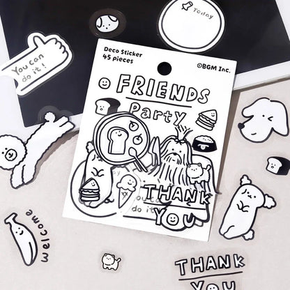 BGM YURUKU IKO-YO! Mixed Flake Sticker - Friends Party