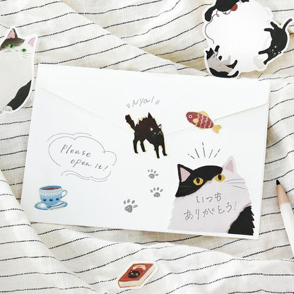 BGM Flake Sticker - Memo - Cat Diary - Black