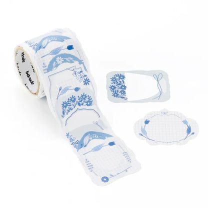 Bande - Writeable Roll Sticker - Blue Flowers