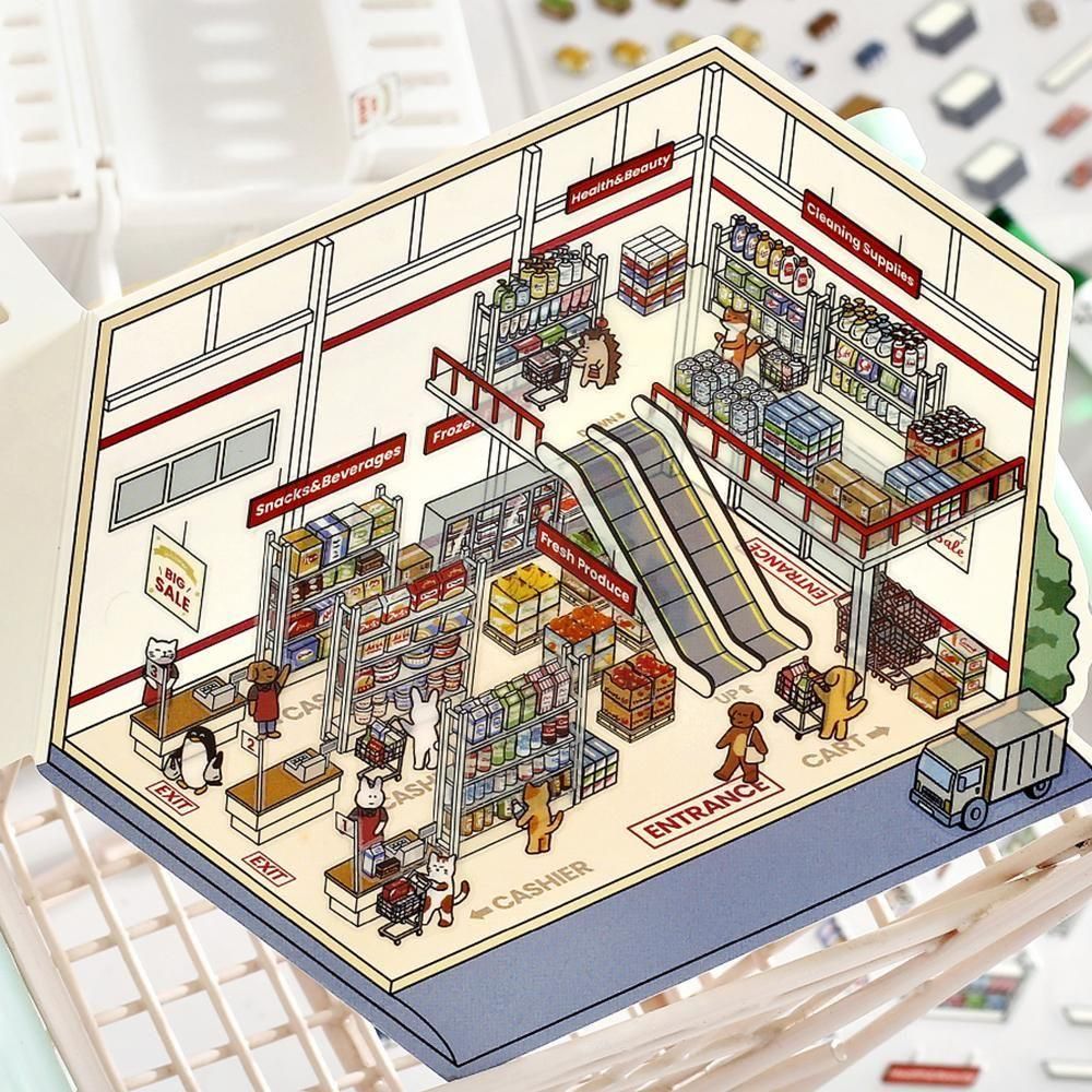 BGM Deco 2.5D Sticker - Diorama - Supermarket