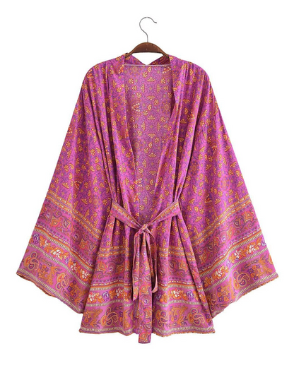 Women's Short Kimono Jacket. Short Kimono Robe. Bohemian Print Kimono