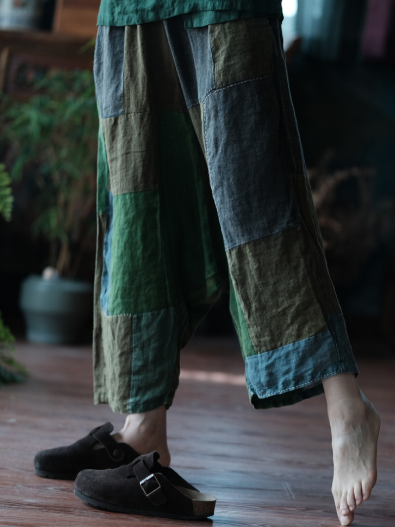 Women' s Summer Trendy Casual Retro Patchwork Loose Bottom
