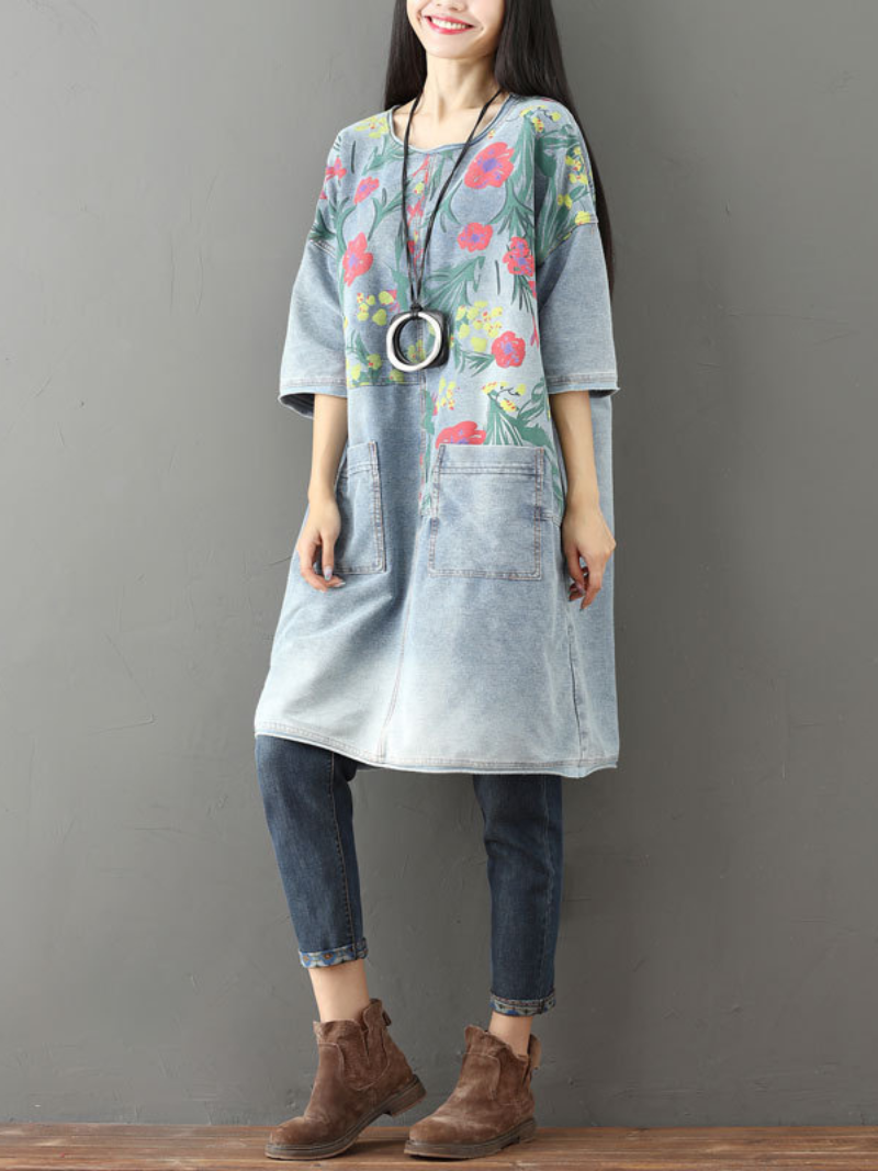 Women's  Summer Casual & Soft Floral Large Pockets Midi Dress