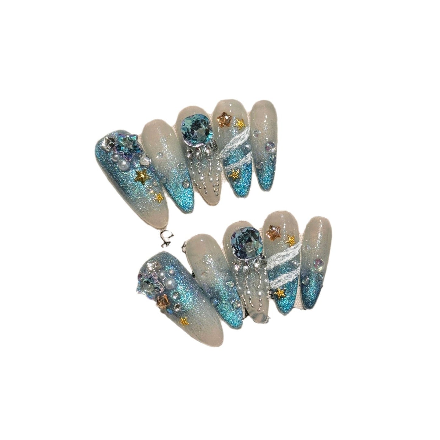 Angel Feather Haze Blue Gray Cat Eye Fairy Shiny Manicure