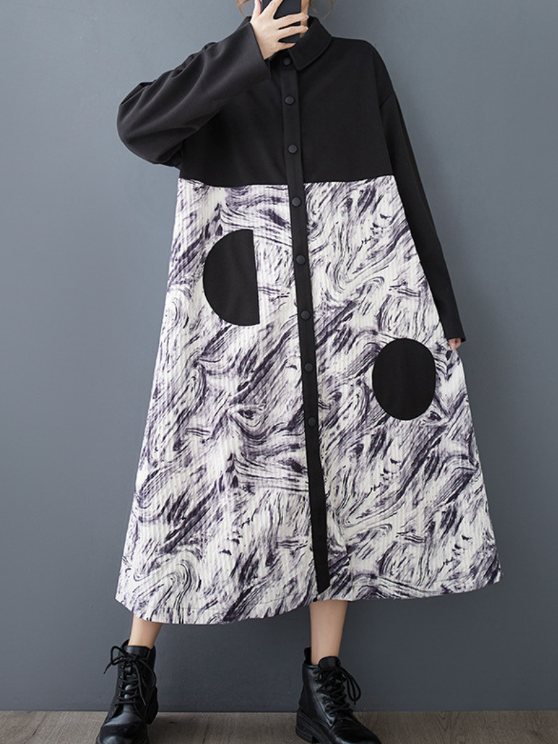 Chic Lapel Collar Women's A Line Dress | Eva Trends