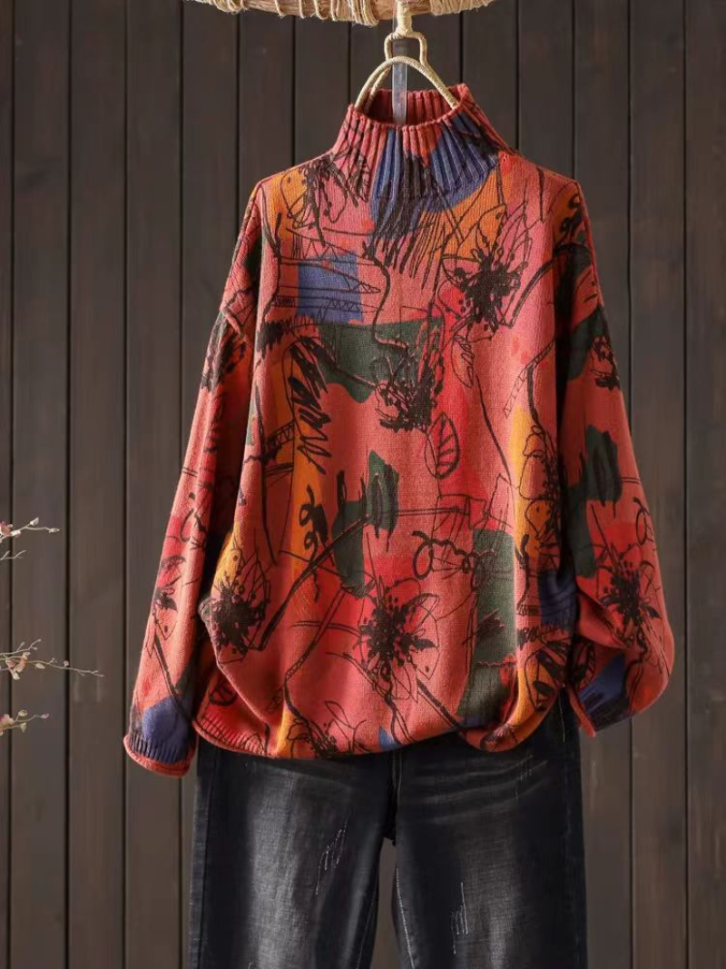 Women's Trendy and Stylish Layered Turtleneck Loose Hood Sweater
