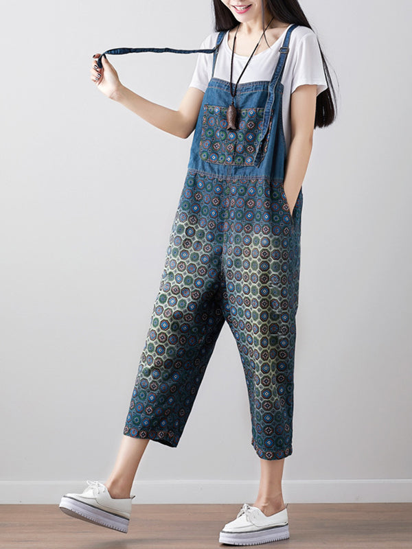 Vintage Ripped Cotton Dungarees for Women | Eva Trends