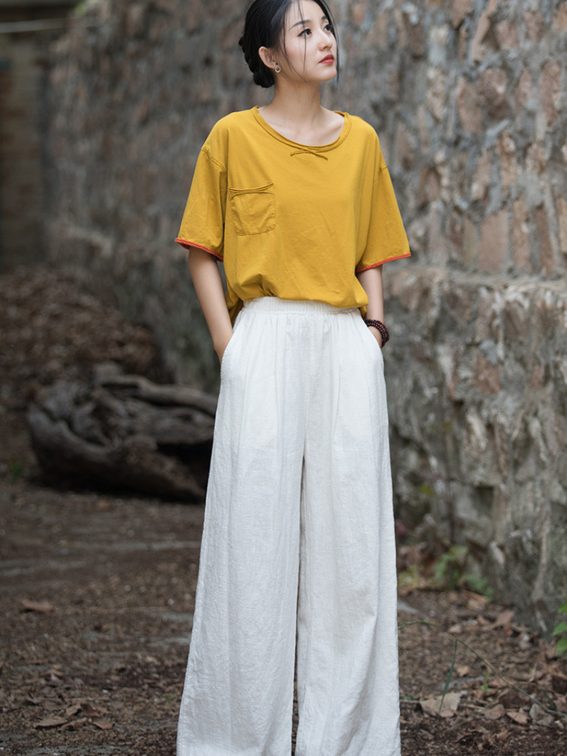 Women's Casual Summer Artistic Retro Wide-leg Loose Bottom
