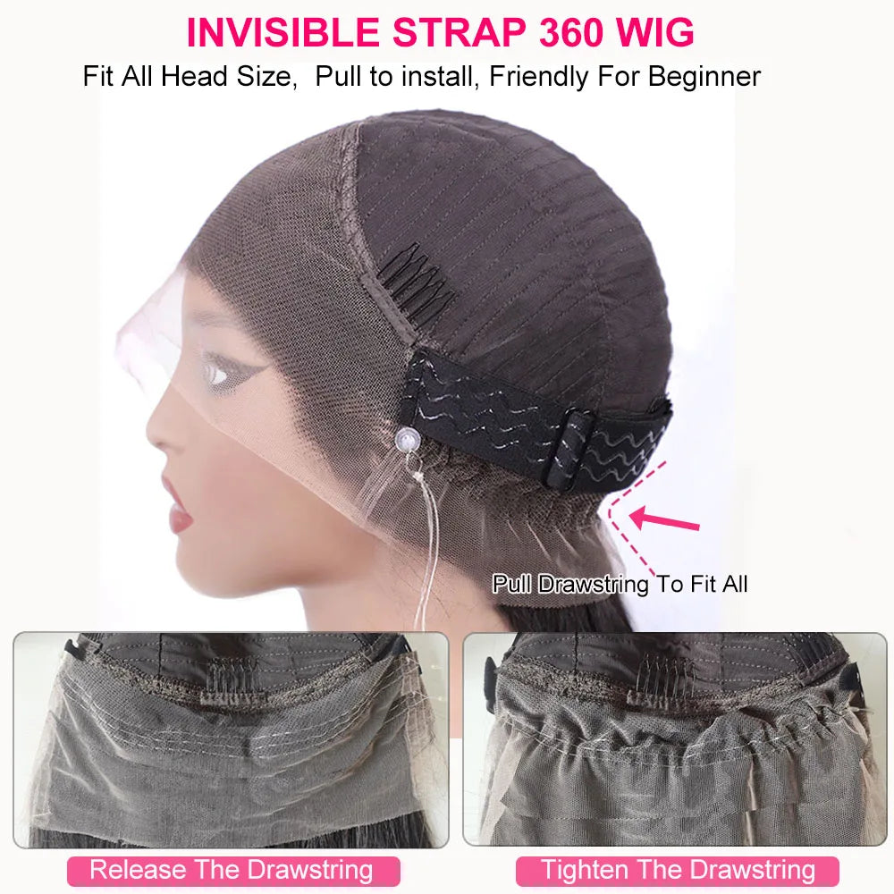 250 Density Deep Wave 360 Lace Front Human Hair Wig - Brazilian Remy Glueless Chocolate Brown Wig 26-36 Inches