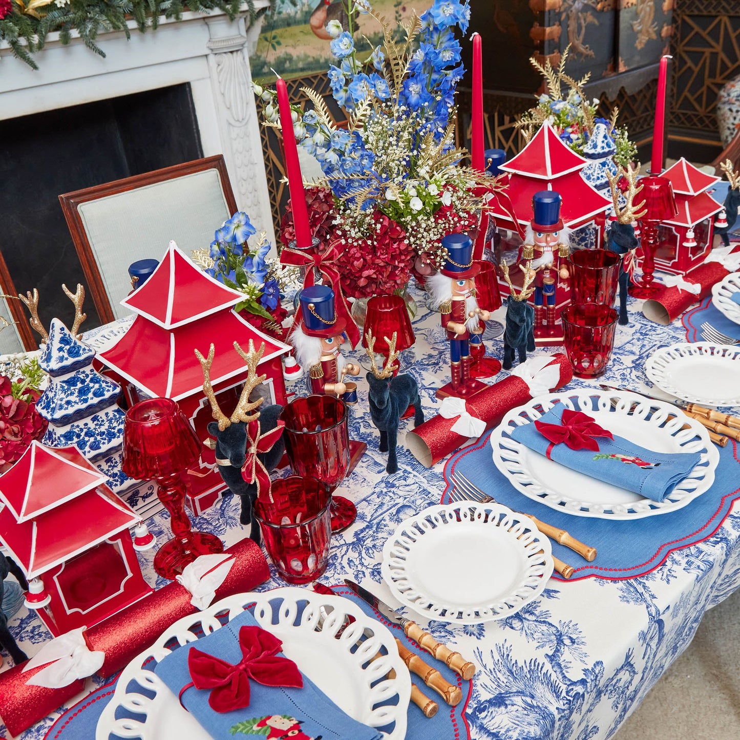 Blue & Red Eloise Placemats (Set of 4)