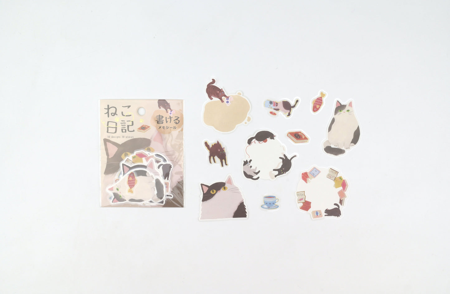 BGM Flake Sticker - Memo - Cat Diary - Black