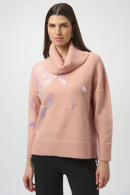 Joseph Ribkoff Sequined Turtle Neck Pullover Sweater 254942
