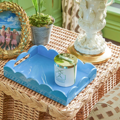Blue Small Scalloped Lacquer Tray