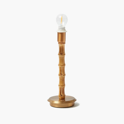 Bamboo Rechargeable Lamp with Putty Lotus Shade (18cm)