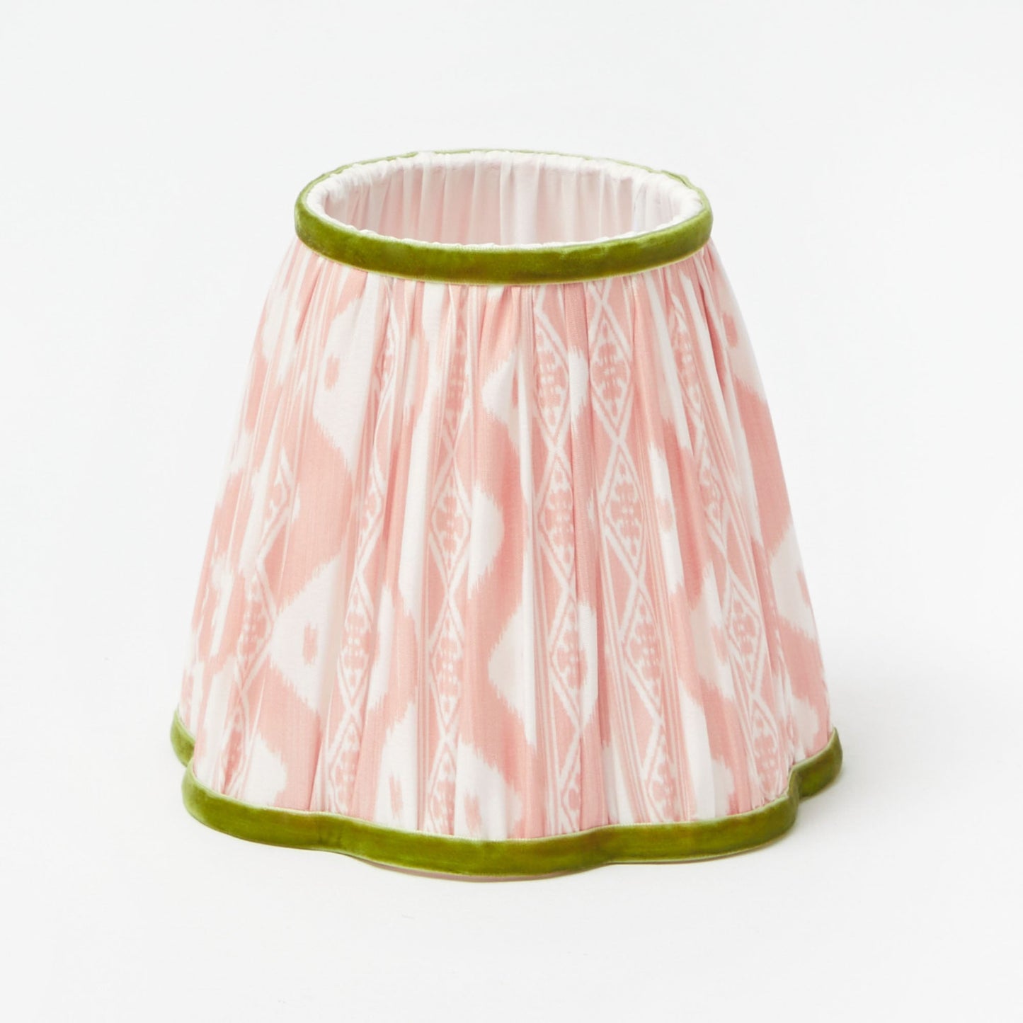 Square Rechargeable Lamp with Pink & Green Ikat Shade (18cm)