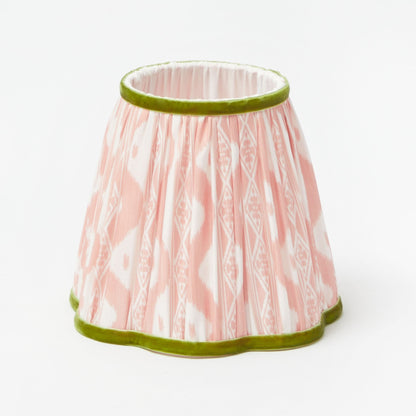Square Rechargeable Lamp with Pink & Green Ikat Shade (18cm)