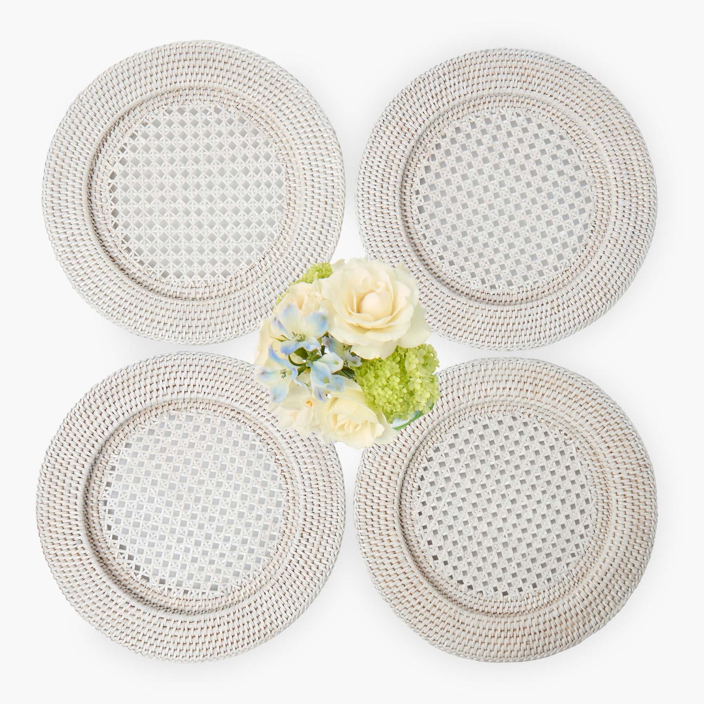 White Rattan Charger Plates (Set of 4)