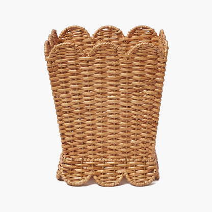 Scalloped Rattan Waste Paper Bin