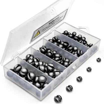 60/120 Pcs Lead Biting Set Open Lead Biting Bare Round Open Lead Raft Fishing Clip Lead Fishing Gear Lead Drop Platform Fishing
