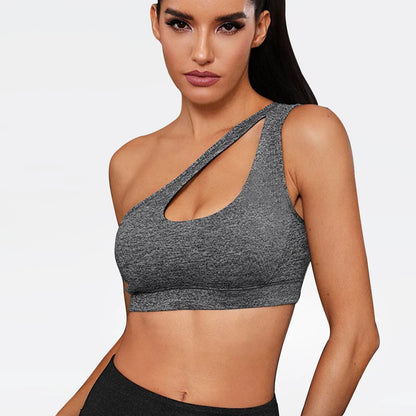One-shoulder Sports Underwear Fitness Yoga Quick-drying Shock-proof Vest Running Bra for Women