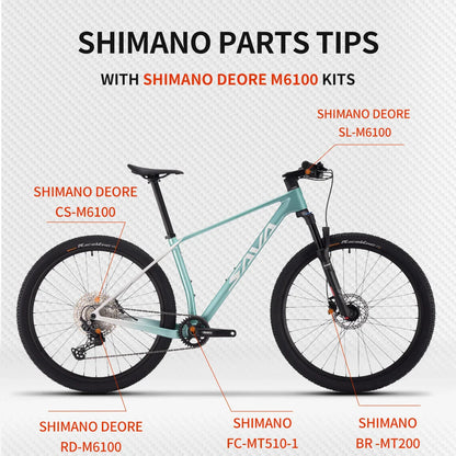 SAVA Men's Carbon Fiber Mountain Bike 12-Speed Adult MTB Bicycle Frame 27.5/29 Inch Shimano M6100 Components