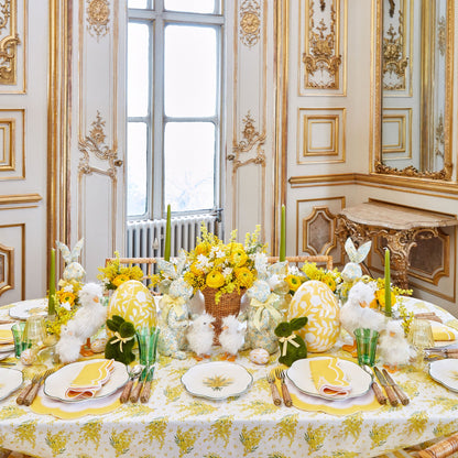 Large Yellow Floral Tole Egg
