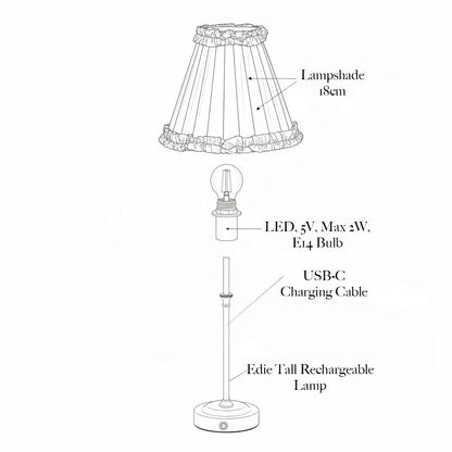 Edie Rechargeable Lamp with Olive & Chocolate Ikat Shade (18cm)