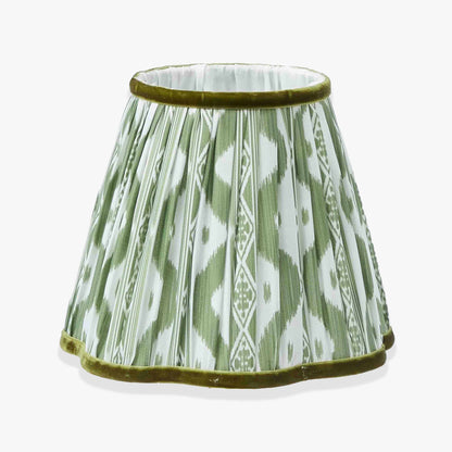 Rattan Ursula Rechargeable Lamp with Olive Ikat Shade (18cm)