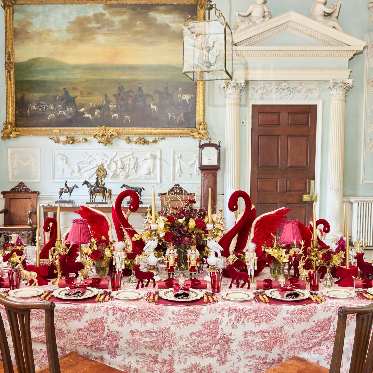 Red Velvet Bow Candle Holders (Pair)