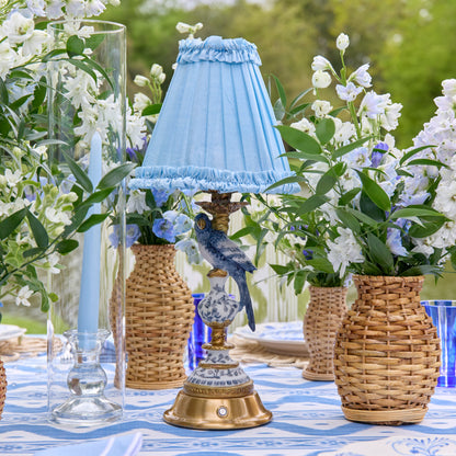 Soft Blue Frilled Silk Lampshade (18cm)