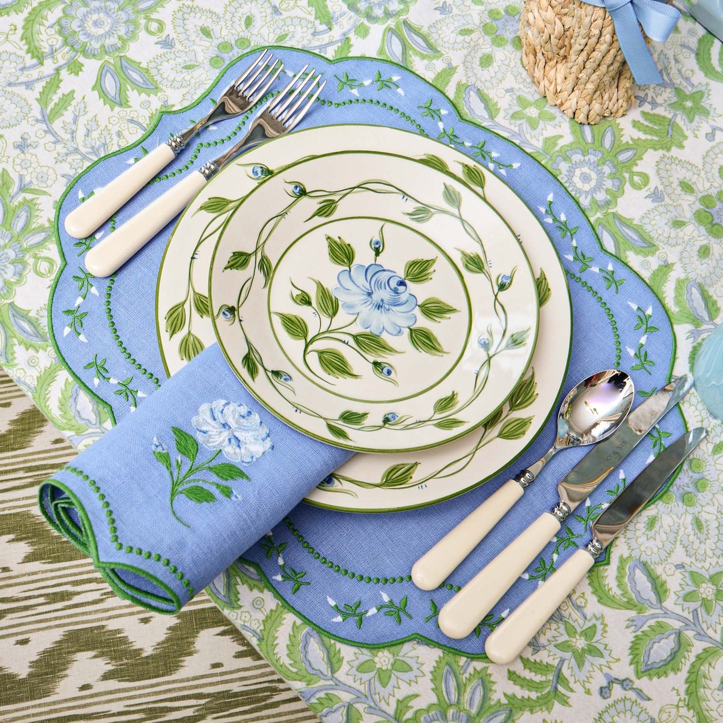 Blue Rose Bud Dinner Plate