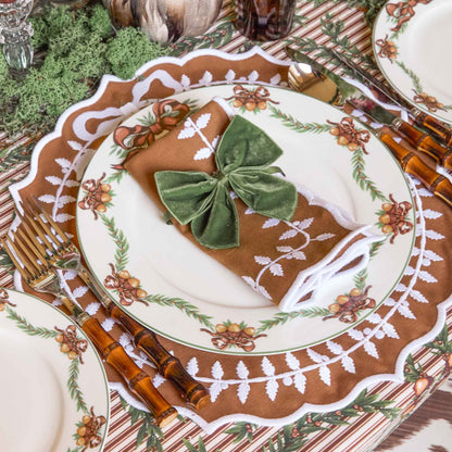 Forest Green Velvet Napkin Bows (Set of 4)