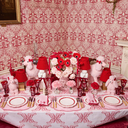 Pink & Red Fifi Poodle Linen Napkins (Set of 4)