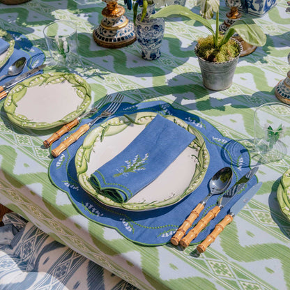Blue Lily of the Valley Linen Placemats & Napkins (Set of 4)