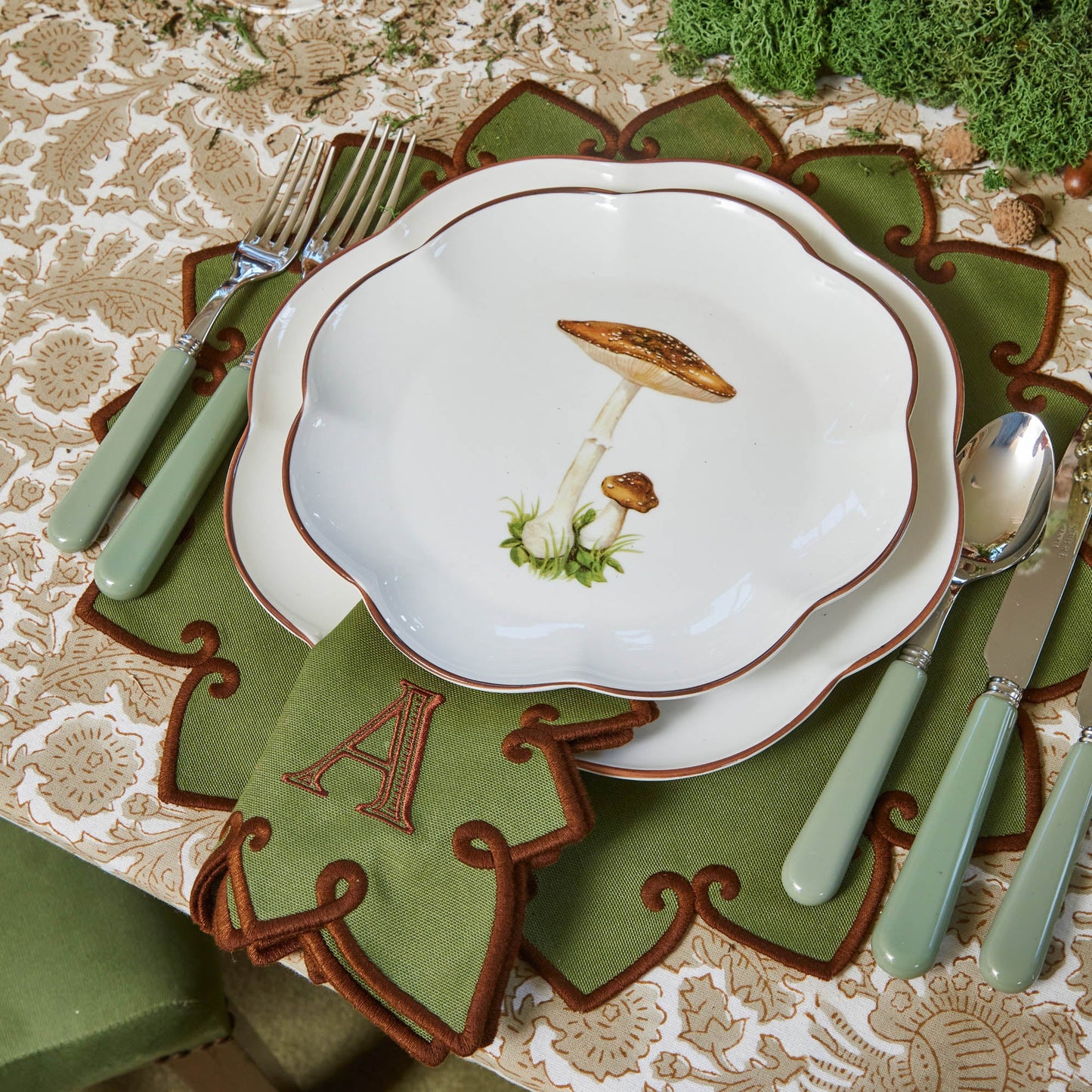 Forest Green & Brown Angelina Placemats (Set of 4)