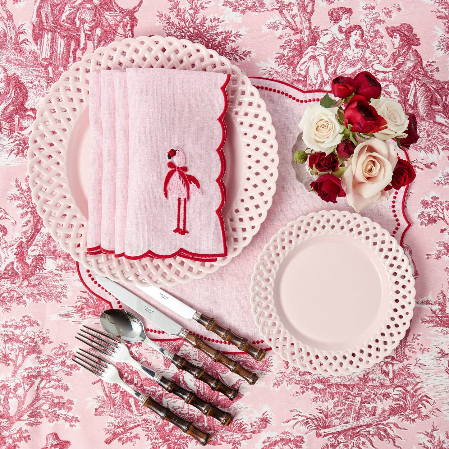 Pink & Red Eloise Linen Placemats (Set of 4)