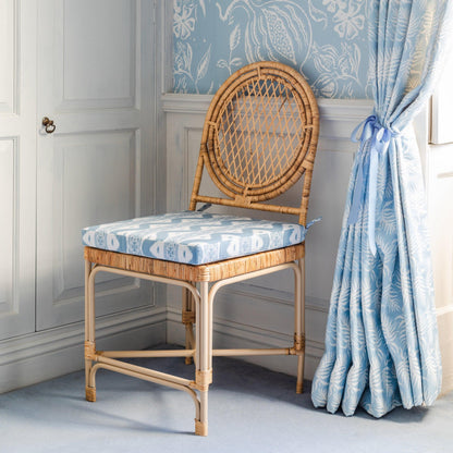 Vivienne Rattan Chair with Ikat Seat Pad Cushion