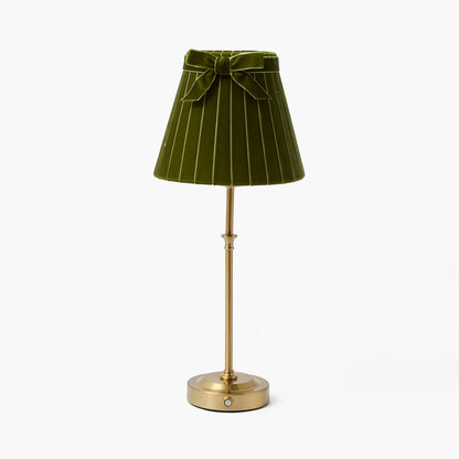 Olive Velvet Bow Lampshade (18cm)