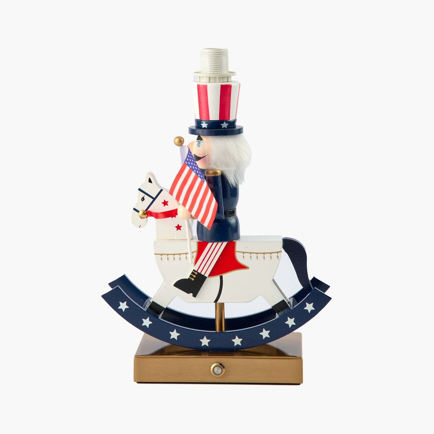 Fourth of July Rechargeable Lamp with Cobalt & Red Lotus Shade (18cm)